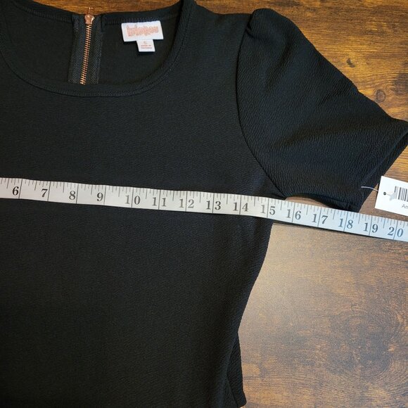 Lularoe Amelia Dress Elegant Collection S Rose Gold Metallic Black Pockets NWT - Picture 6 of 8